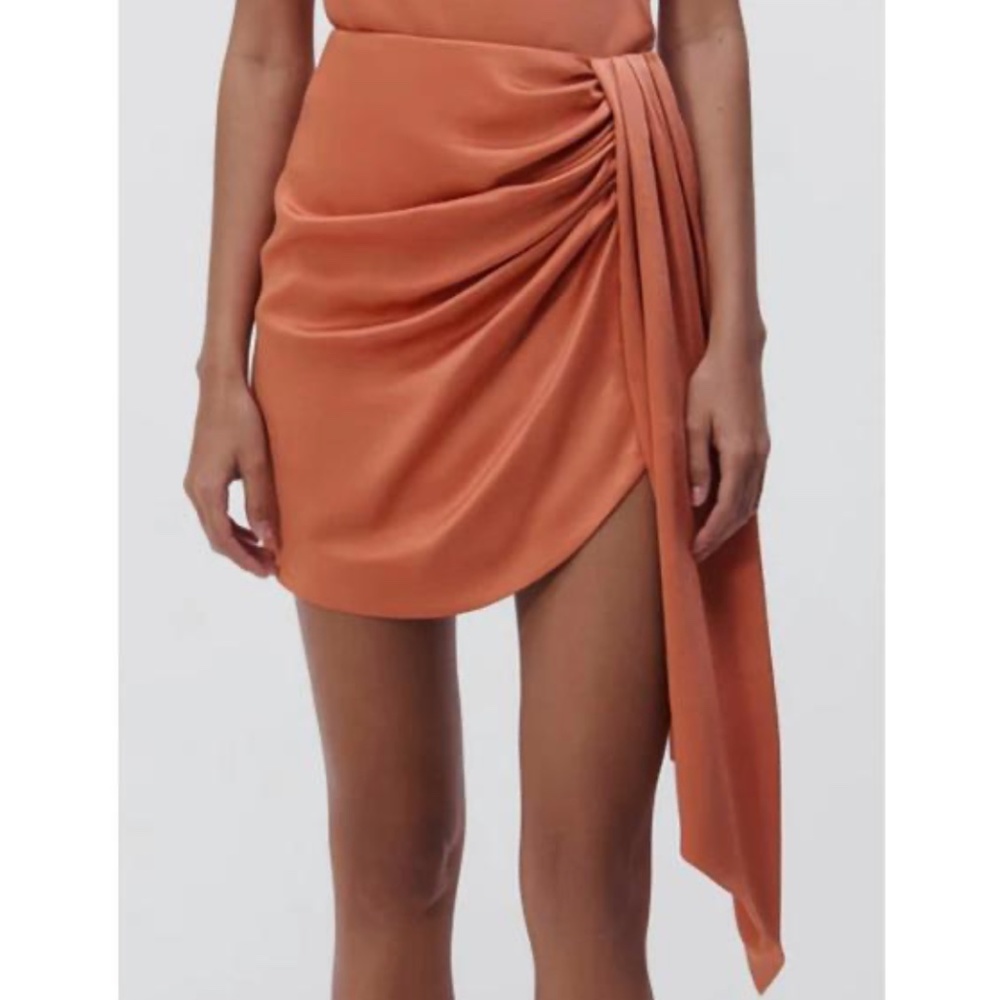 NWT Jonathan Simkhai Mae Draped Mini Skirt in Coral
